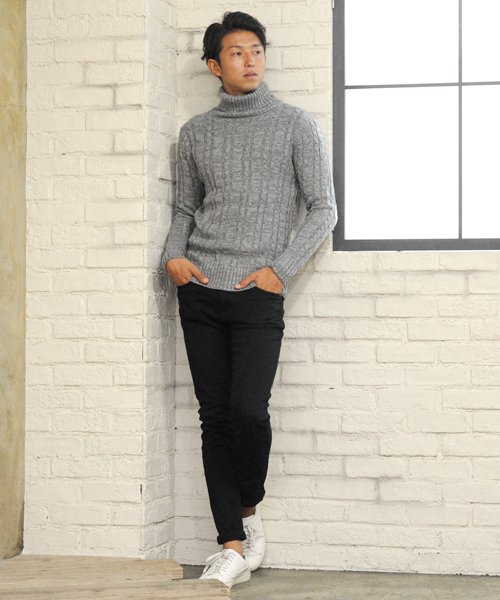 SPADE(スペイド)/セーター メンズ Men's ニット knit タートルネック ハイネック ボリュームネック ケーブル編み ケーブル 無地 ニットセーター/img07