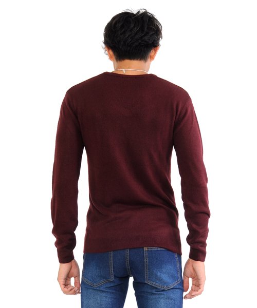 SPADE(スペイド)/ニットknitメンズMen's無地カットソーカシミアタッチVネックニットソーセーターsweaterスエーターきれいめブラックグレー/img28