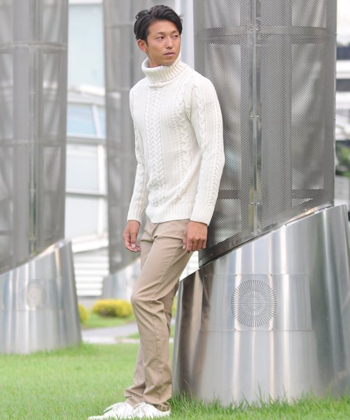 SPADE(スペイド)/ セーターニットフィッシャーマンメンズ タートルネック ハイネック ニットソー セーター sweater きれいめ ブラック グレー 白 ホワイト 紺 ネイビー/img11