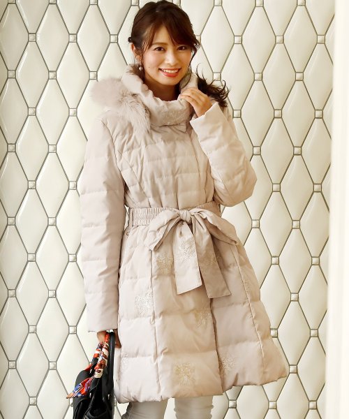 結婚式 パーティー Aライン刺繍ダウンコート プールヴー Pourvous Magaseek