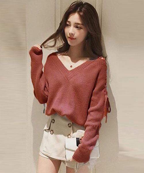 セール vネックレースアップショルダーニット 韓国 ファッション レディース ゆったり かわいい 長袖 あったか A W Ra 57 アフェリーチェ Afelice Magaseek セール vネックレースアップショルダーニット 韓国 ファッション レディース ゆったり かわいい 長袖 あったか A W Ra 57 アフェリーチェ Afelice Magaseek