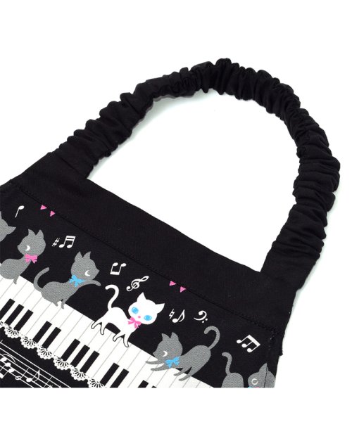 COLORFUL CANDY STYLE(カラフルキャンディスタイル)/【通園・通学】子どもエプロン(130～160cm)ツートーンタイプ　ピアノの上で踊る黒猫ワルツ(ブラック)/img02