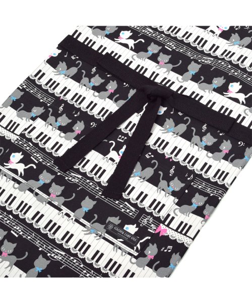 COLORFUL CANDY STYLE(カラフルキャンディスタイル)/【通園・通学】子どもエプロン(130～160cm)ツートーンタイプ　ピアノの上で踊る黒猫ワルツ(ブラック)/img03