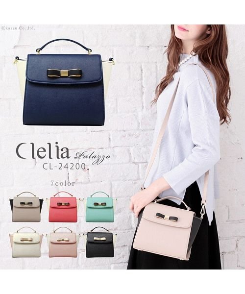 ショルダーバッグ レディース 斜めがけ 小さめ フェイクレザー リボン付き クレリア Clelia Magaseek