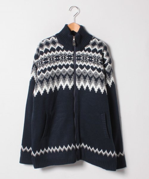 MARUKAWA(大きいサイズのマルカワ)/大きいサイズ 裏ボア セーター 編み柄 フルジップ/img05