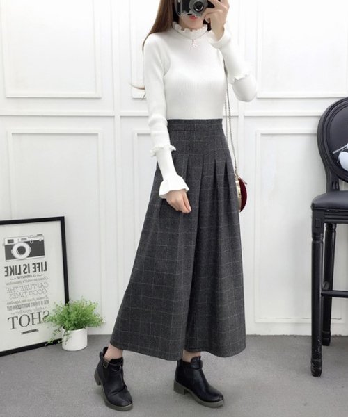 セール 9分丈ワイドパンツ 韓国 ファッション レディース かわいい おしゃれ ゆったり ふんわり A W Ra 53 アフェリーチェ Afelice Magaseek