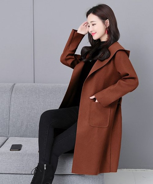セール フード付きトレンチコート 韓国 ファッション レディース シンプル かわいい オシャレ あったか A W Ra 74 アフェリーチェ Afelice Magaseek