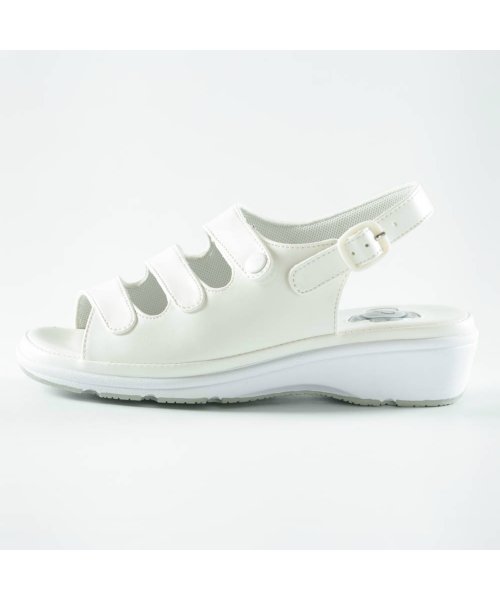 セール レディース ナースサンダル 白 黒 3本ベルト マジックテープ Dm Pw8503 フットプレイス Foot Place Magaseek