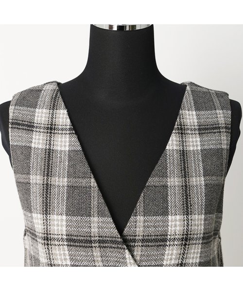 タータンチェックフロントボタンワンピース シルキー Silky Magaseek