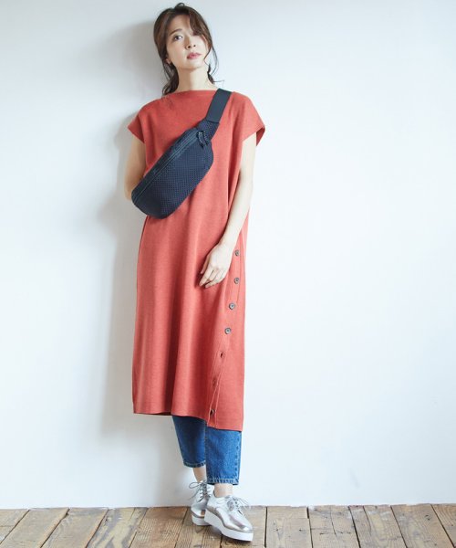 セール 50 Off 美人百花5月号掲載 フレンチスリーブベルト付きニットワンピース ビス Vis Magaseek