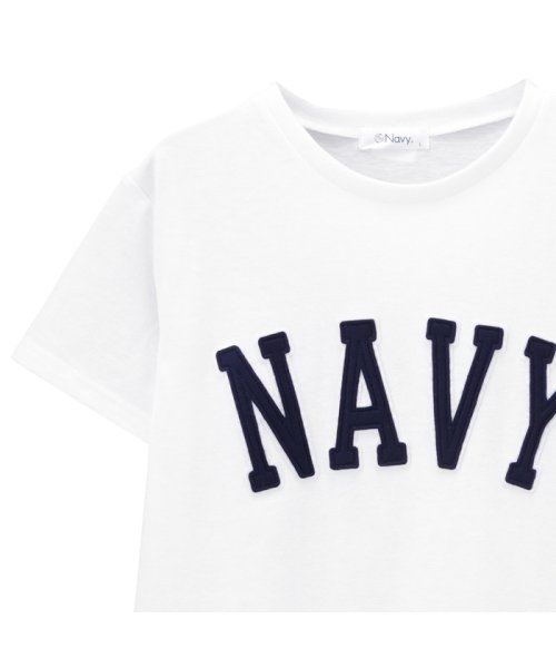 MAC HOUSE(women)(マックハウス（レディース）)/Navy ロゴワッペンTシャツ EJ193－WC156/img01
