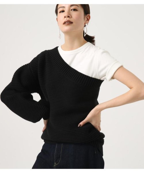 AZUL by moussy(アズールバイマウジー)/ONE SHOULDER KNIT TOPS/img01