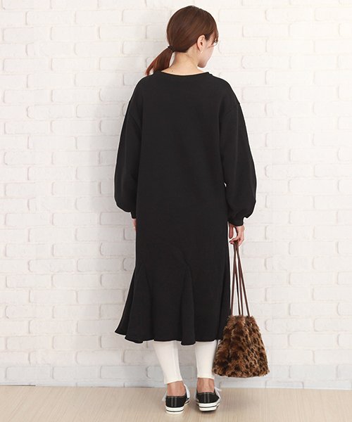 セール ロング丈 スウェットワンピース 韓国 ファッション レディース ゆったり ロング ふんわり かわいい A W Vl 5352 アミュレット Amulet Magaseek