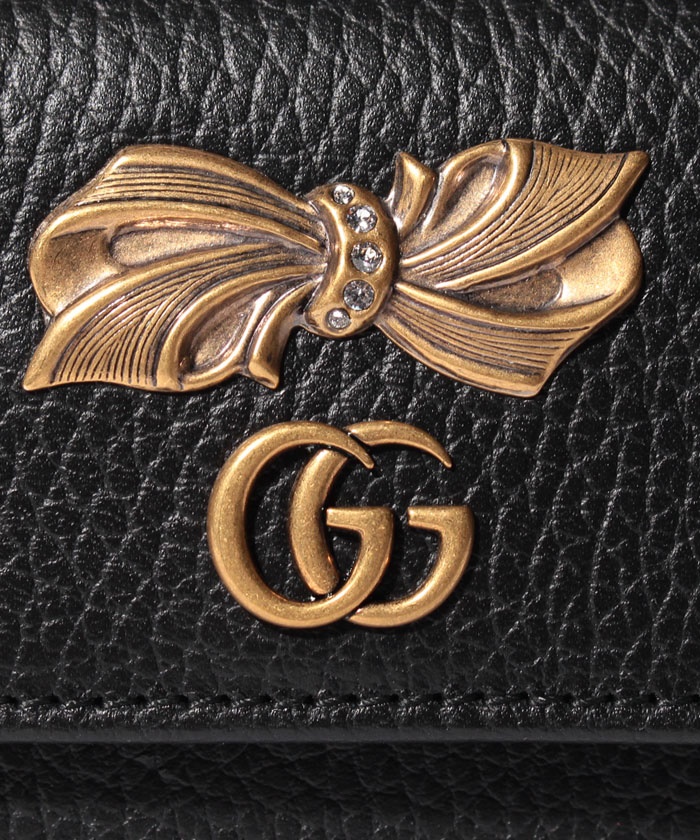 セール】【GUCCI】3つ折り財布 / PETIT BOW 【ANTRACITE】(501602903