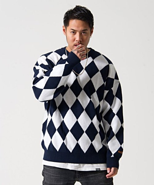 razz(ラズ)/RAZZIS【ラズ】Diamond pattern cotton knit trainerトレーナー/img01