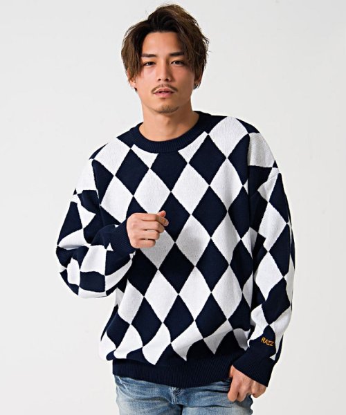 razz(ラズ)/RAZZIS【ラズ】Diamond pattern cotton knit trainerトレーナー/img03