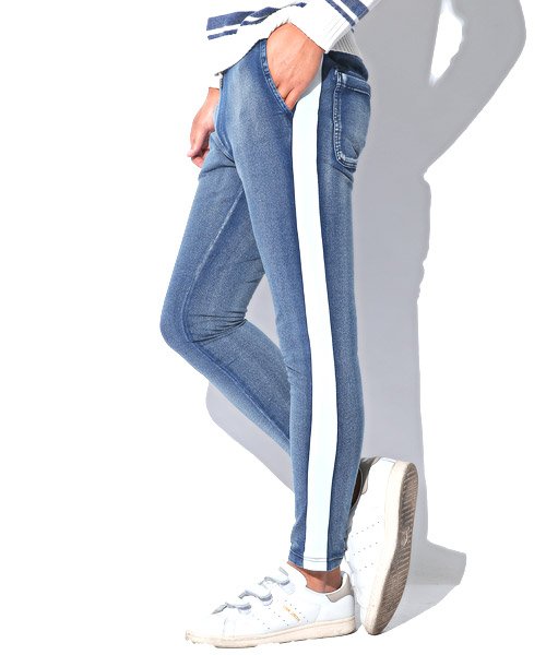 セール デニム スウェット パンツ メンズ サイドライン ライン ラインパンツ カットデニム スウェットデニム Bitter ビター系 カットデニムサイドラインパンツ ラグスタイル Luxstyle Magaseek