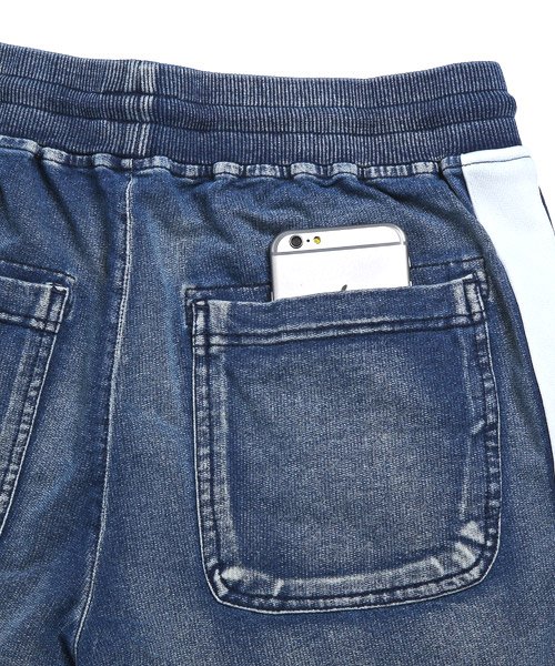 セール デニム スウェット パンツ メンズ サイドライン ライン ラインパンツ カットデニム スウェットデニム Bitter ビター系 カットデニムサイドラインパンツ ラグスタイル Luxstyle Magaseek