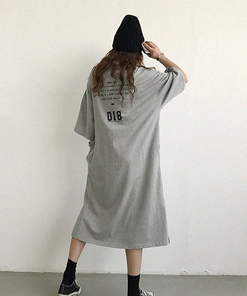 NANING9(ナンニング)/NANING9(ナンニング)バックプリントTシャツワンピース－1 Tシャツ ワンピース ロング丈 ルーズ ゆったり 体系カバー/img03