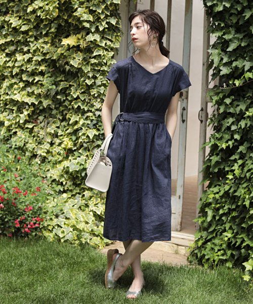 セール ナノ ユニバース Nano Universe Jj 7月号掲載 Marisol 5月号掲載 フレンチリネンベルト付きワンピース Magaseek