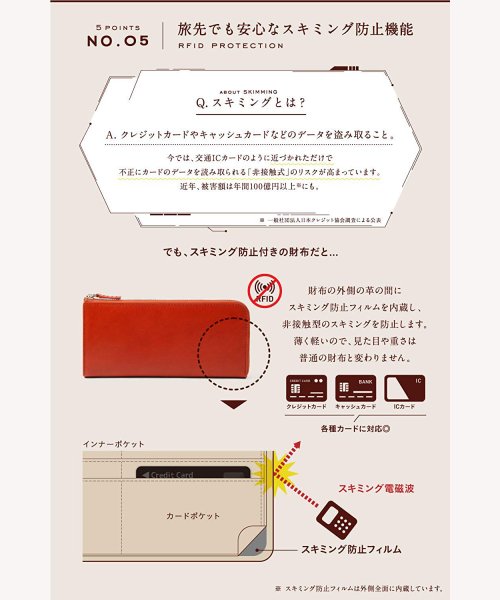 MURA(ムラ)/MURA レディース 長財布 L字ファスナー 本革 12枚 大容量 薄型 RFID スキミング防止/img05