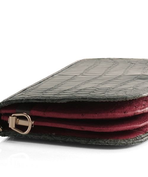 [HALEINE] 本革クロコダイルレザー お財布ショルダー パーティーバッグ 