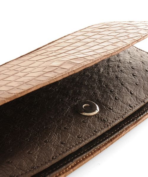 [HALEINE] 本革クロコダイルレザー お財布ショルダー パーティーバッグ 