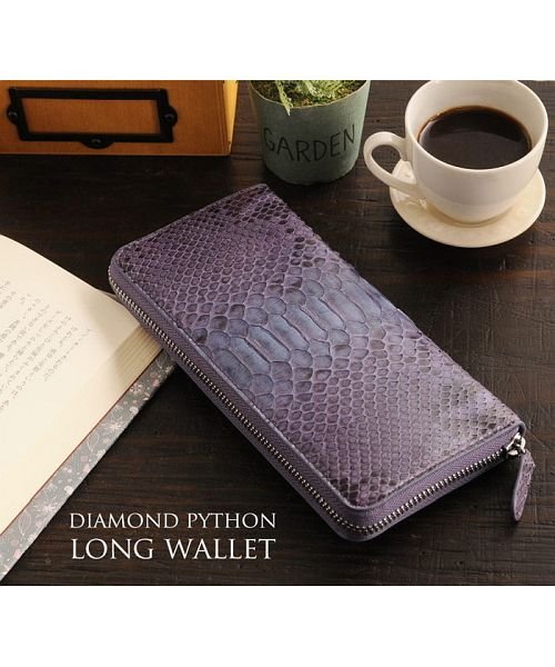 本革パイソンレザー ラウンドファスナー 長財布 メンズ レディース 