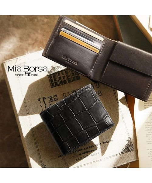 Mia Borsa(ミアボルサ)/[Mia Borsa] レザー 折り財布 小銭入れ付き クロコダイル 型押し メンズ/img06