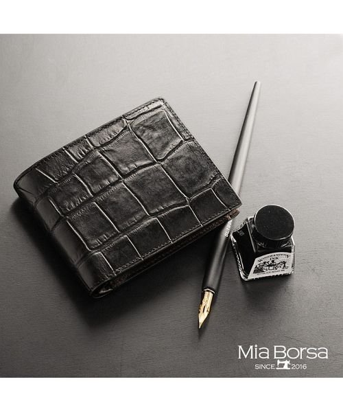 Mia Borsa(ミアボルサ)/[Mia Borsa] レザー 折り財布 小銭入れ付き クロコダイル 型押し メンズ/img07