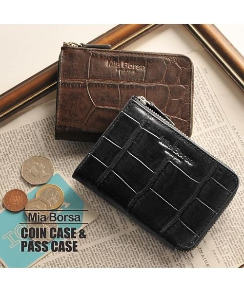 Mia Borsa(ミアボルサ)/[Mia Borsa] クロコダイル型押し レザー カード＆コインケース パスケース メンズ/img01