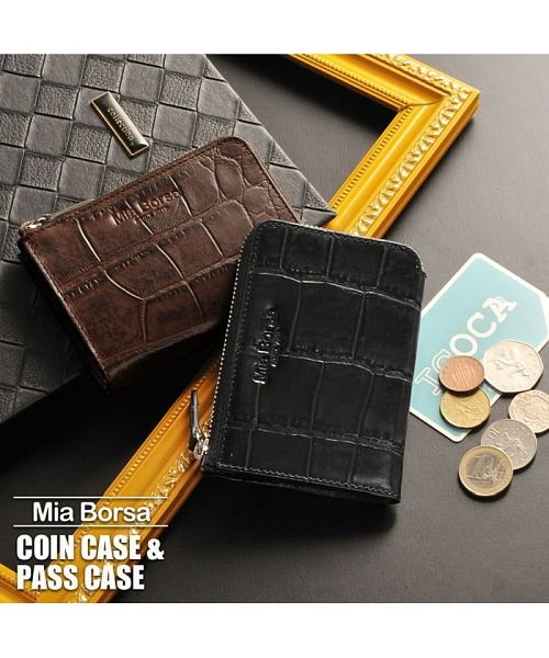 Mia Borsa(ミアボルサ)/[Mia Borsa] クロコダイル型押し レザー カード＆コインケース パスケース メンズ/img12