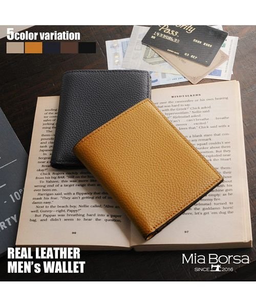 Mia Borsa(ミアボルサ)/[Mia Borsa] 牛革レザー 縦型 二つ折り財布 メンズ 本革/img01