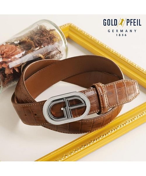 GOLD PFEIL(ゴールドファイル)/[GOLD PFEIL] 牛革レザー クロコダイル型押し ベルト/img01