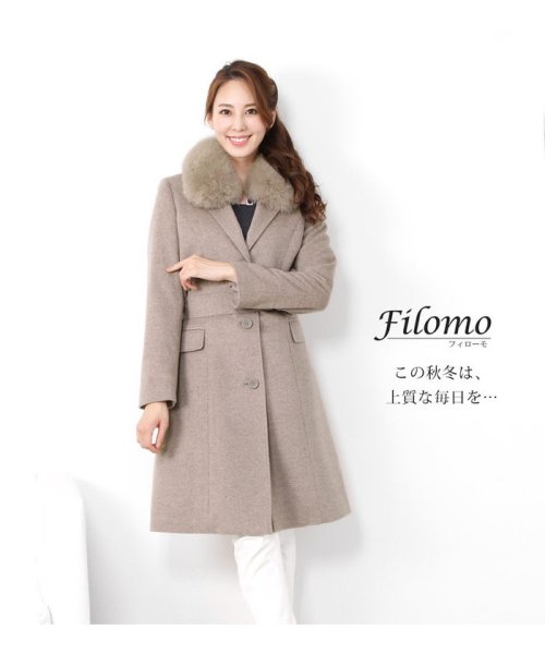 Filomo(フィローモ)/[Filomo] ブランドカシミヤファー付きウールコート レディース/img02