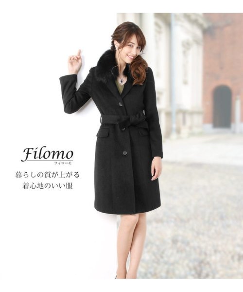 Filomo(フィローモ)/[Filomo] ブランドカシミヤファー付きウールコート レディース/img03
