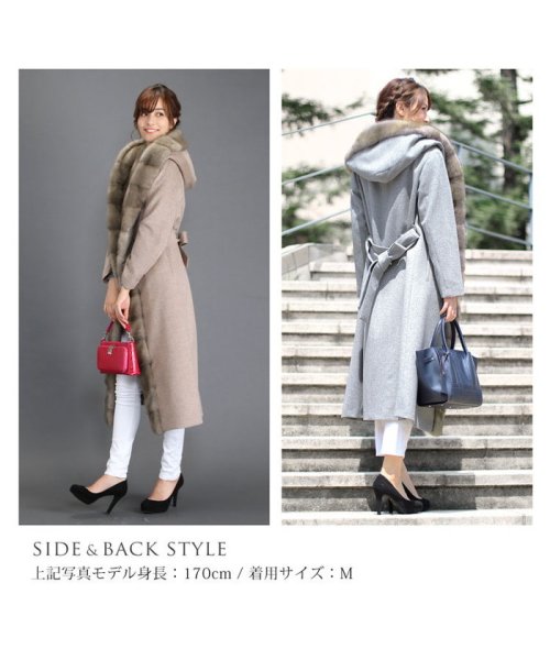 [Filomo] ミンクファー ロングコート レディース フード付き 