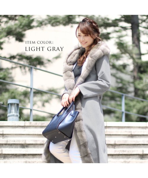 [Filomo] ミンクファー ロングコート レディース フード付き 