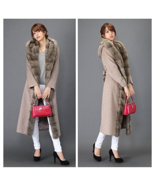 [Filomo] ミンクファー ロングコート レディース フード付き 