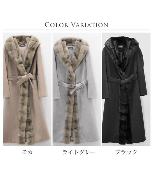 [Filomo] ミンクファー ロングコート レディース フード付き 