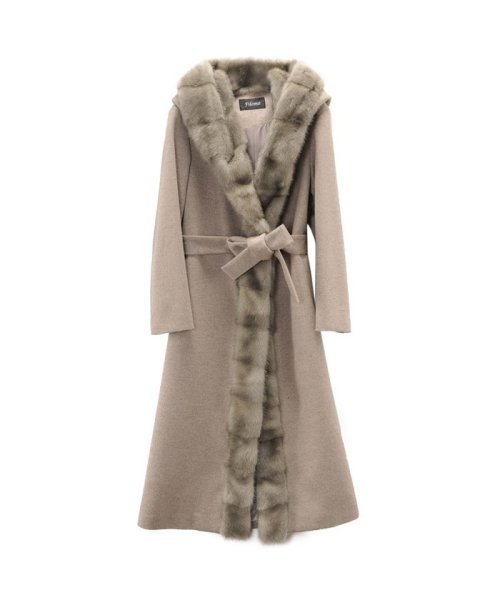 [Filomo] ミンクファー ロングコート レディース フード付き 