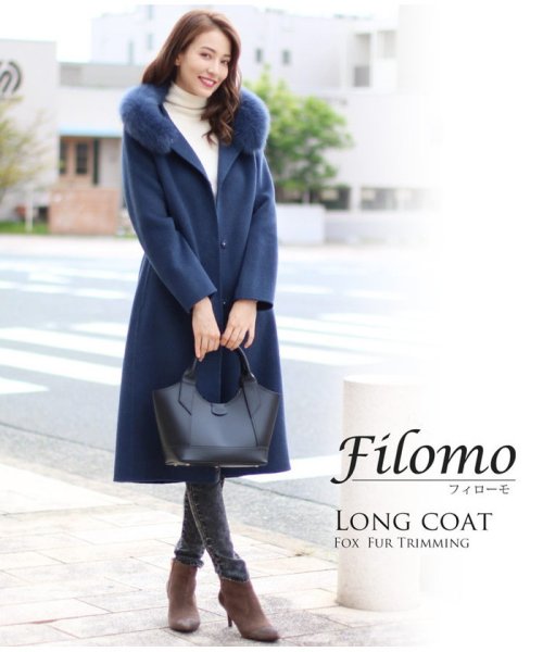 Filomo(フィローモ)/[Filomo] カシミヤ混ロングコート フォックスファー襟付き/img12