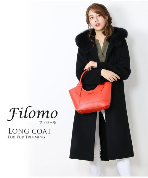 Filomo(フィローモ)/[Filomo] カシミヤ混ロングコート フォックスファー襟付き/img13