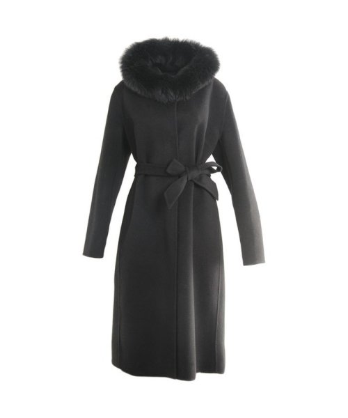 [Filomo] カシミヤ混ロングコート フォックスファー襟付き 