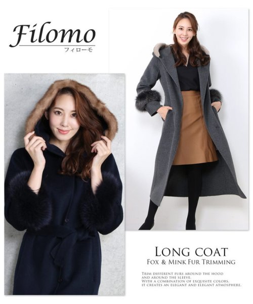 Filomo(フィローモ)/[Filomo] ロングコート レディース カシミヤ混 フード付き/img08