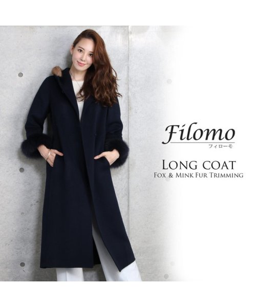 Filomo(フィローモ)/[Filomo] ロングコート レディース カシミヤ混 フード付き/img09