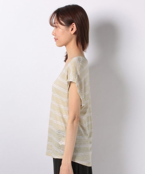 BENETTON (women)(ベネトン（レディース）)/リネンラウンドネックボーダー半袖Tシャツ・カットソー/img01