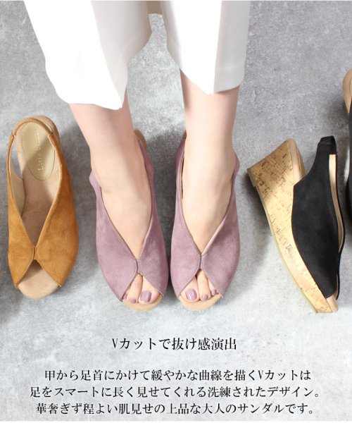 Vカットウェッジソールサンダル サンダル レディース おしゃれ ウェッジソール ストラップ 厚底 ふかふか 極厚クッションインソール 軽い カジュアル らくちん Lirio Blanco Lirio Blanco Magaseek