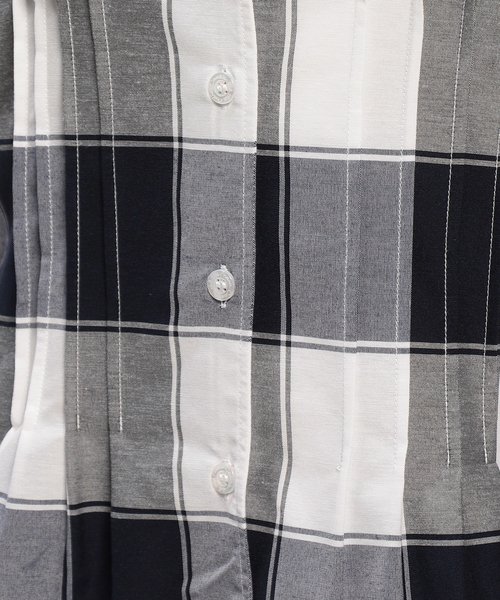 NARA CAMICIE(ナラカミーチェ)/イタリアンチェックウエストタックリボン付半袖シャツ/img08
