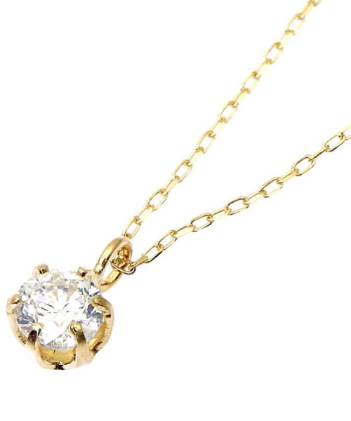 JEWELRY SELECTION(ジュエリーセレクション)/K18YG 天然ダイヤモンド SIクラス 0.2ct 6本爪 ネックレス 【鑑定書付】/img01